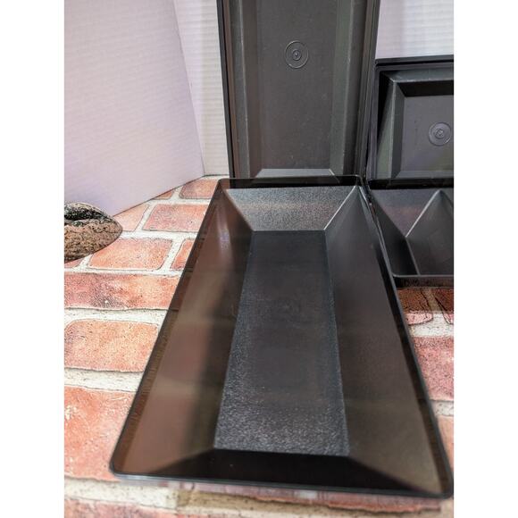 TUPPERWARE 4 Piece GET TOGETHER Buffet Server TRAY Set SMOKY BLACK w lids 1385-3 - Picture 4 of 7